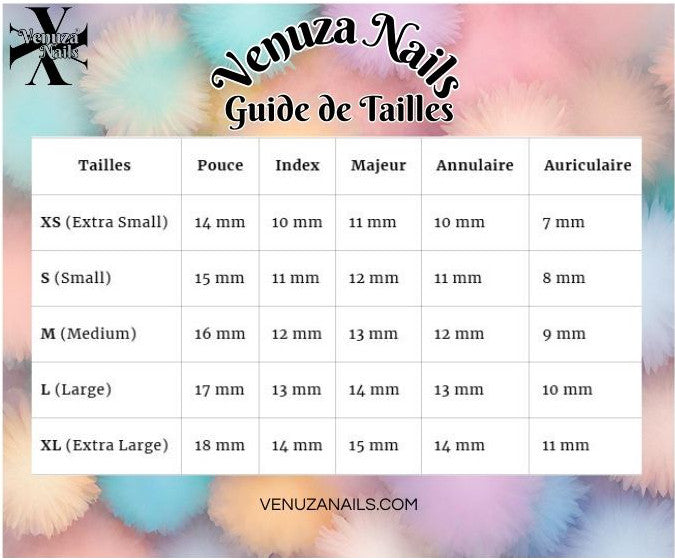 guide de tailles Venuza Nails
