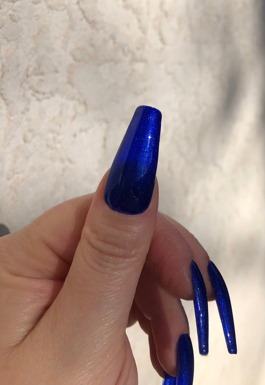 press on nails bleu roi , blue king