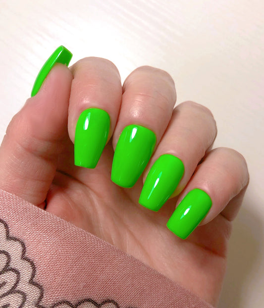 press on nails vert fluo / green neon
