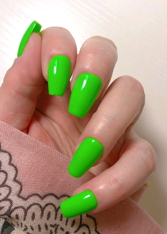 press on nails vert fluo / green neon