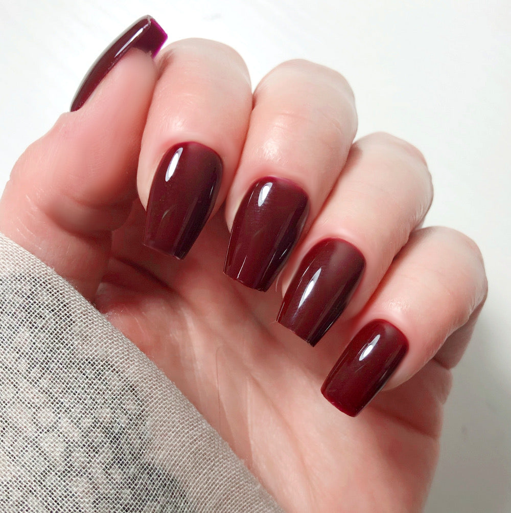 press on nails marron rouge