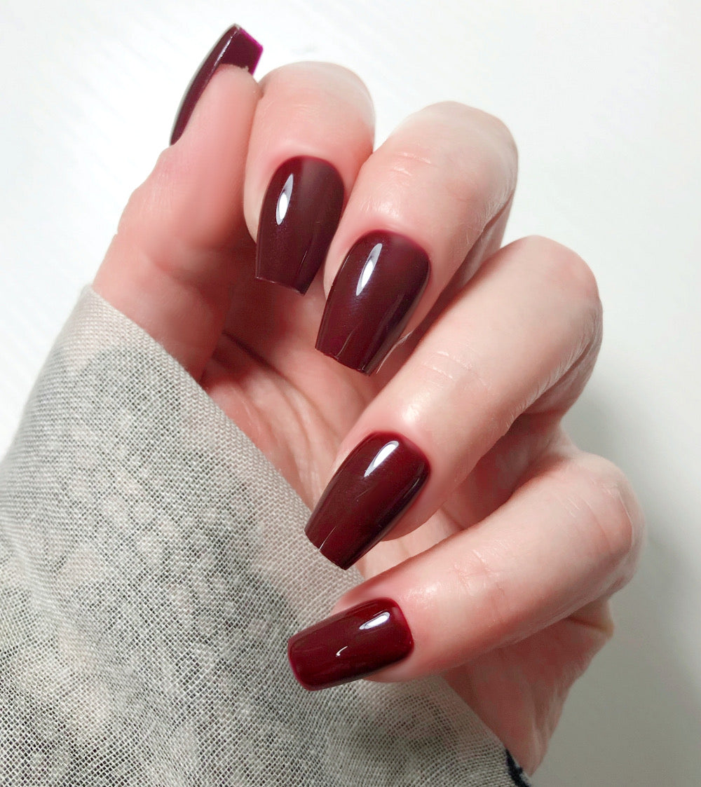 press on nails marron rouge