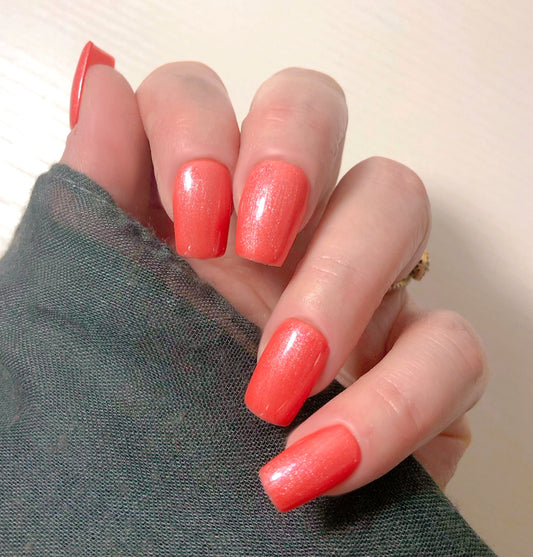 faux ongles peche scintillant, press on nails peach ultra glittery