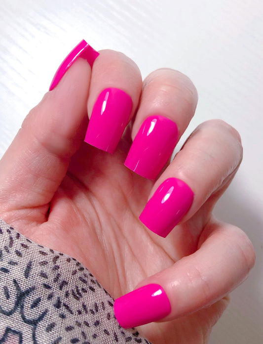 faux ongles rose vif, press on nails pink bright