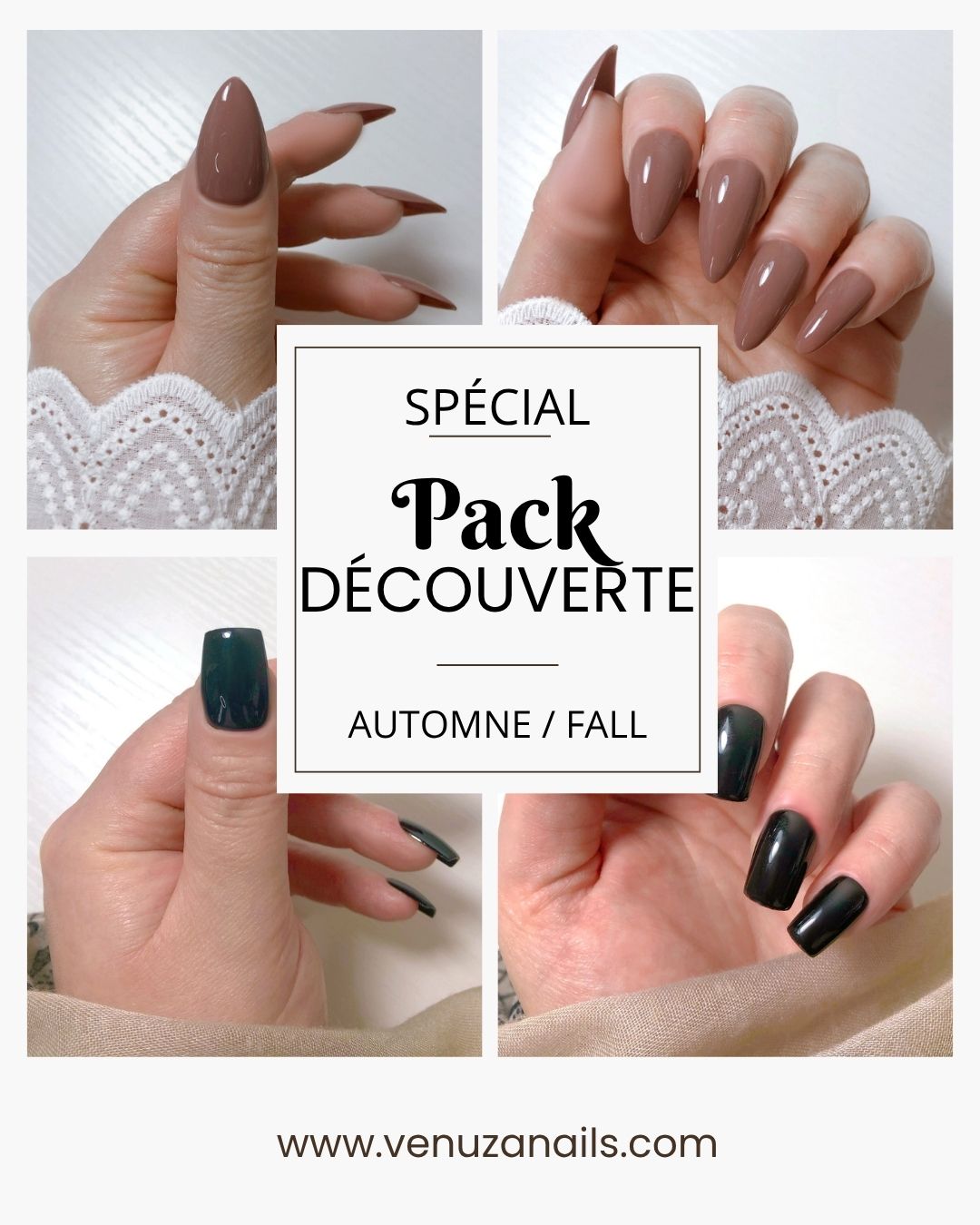 Ongles Press-on - Automne Pack découverte ( 2 kits couleur unie )