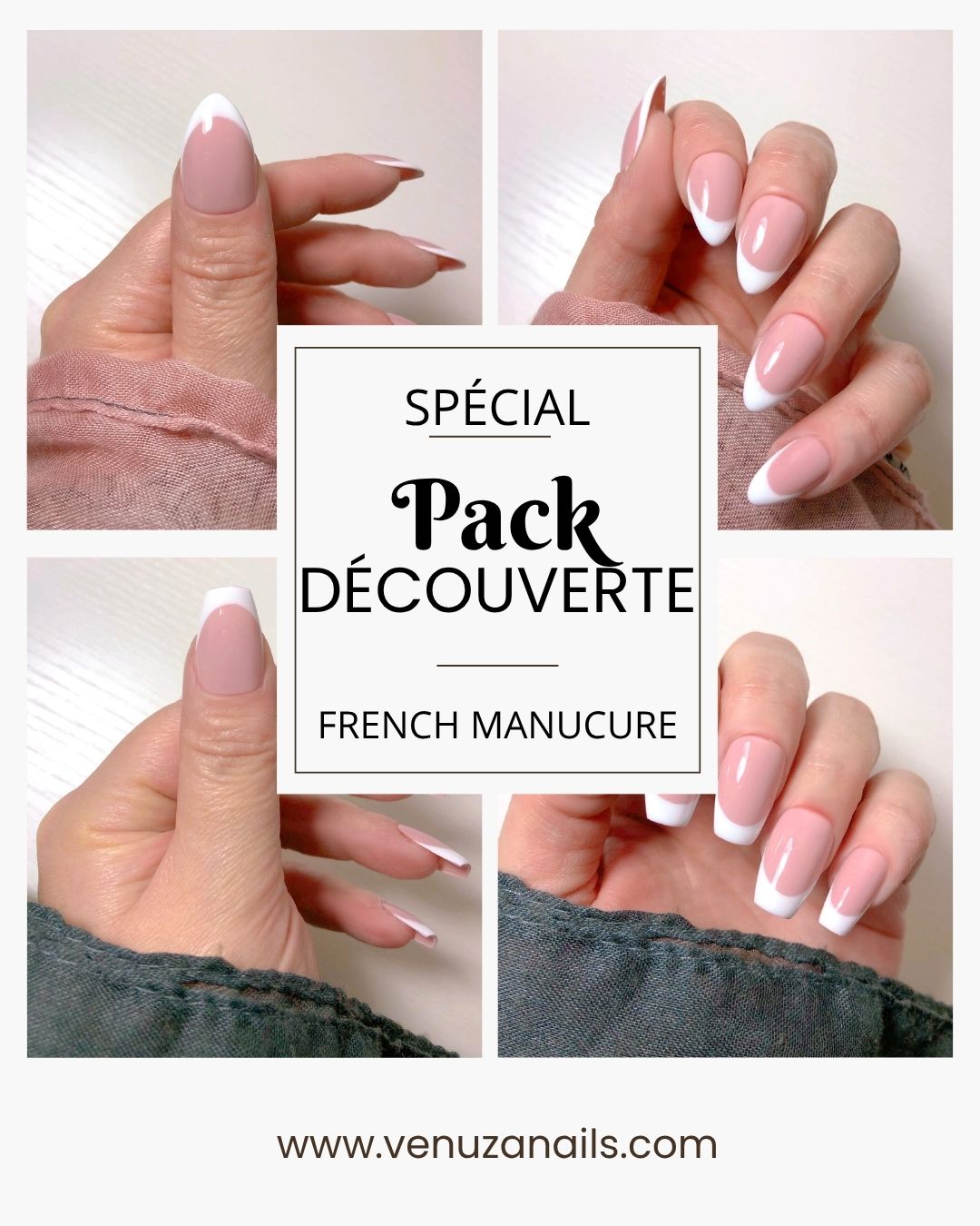Ongles Press-on - French Manucure Pack découverte (2 kits amande/coffin)
