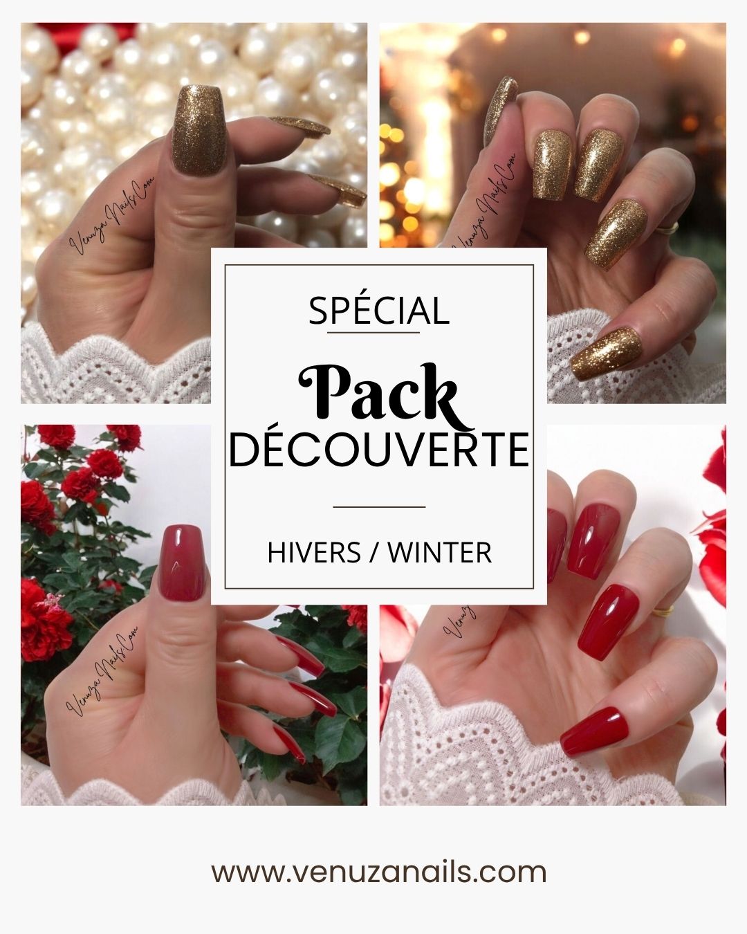 Ongles Press-on - Hivers Pack découverte ( 2 kits couleur unie )