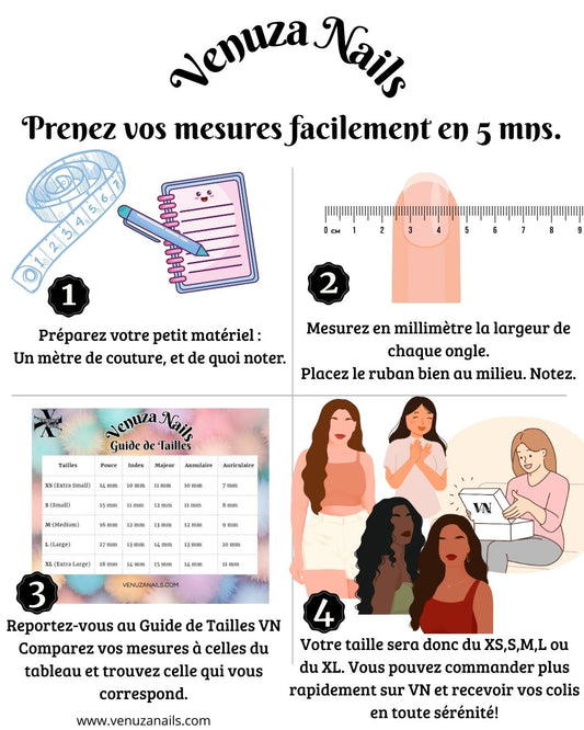 fiche explicative pour prendre ses esures avec Venuza Nails