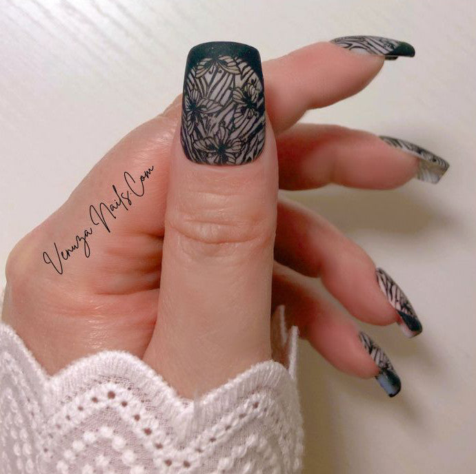 press-on-nails-french-manucure-noire-papillons-noirs-black-nature