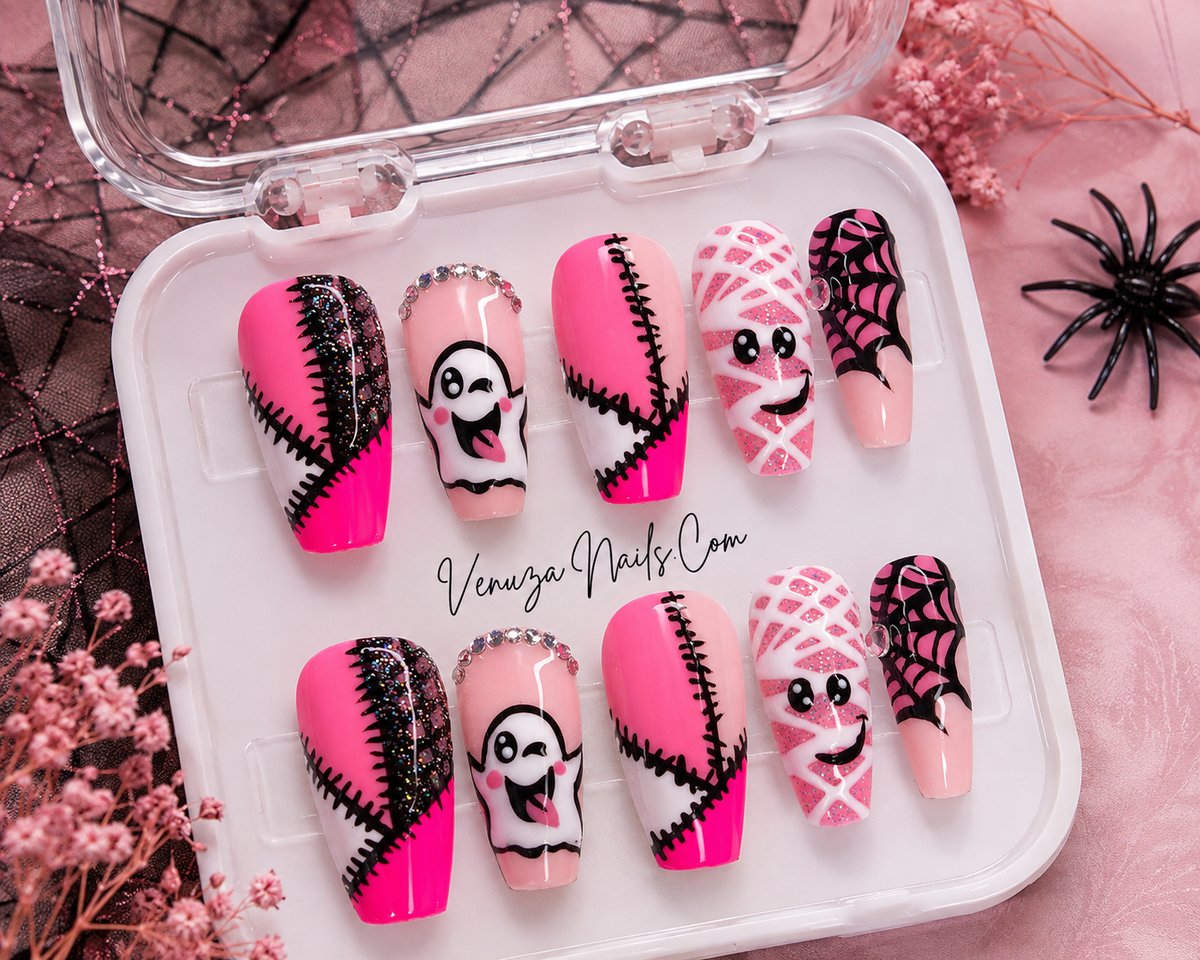 Caspery - Press On Nails Rose - Halloween Momies et Fantôme