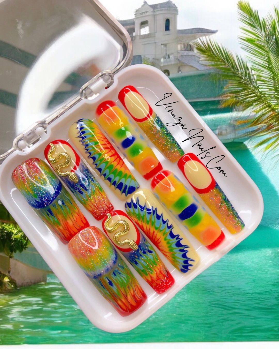 press-on-nails-rainbow-bijoux-serpent-carnaval