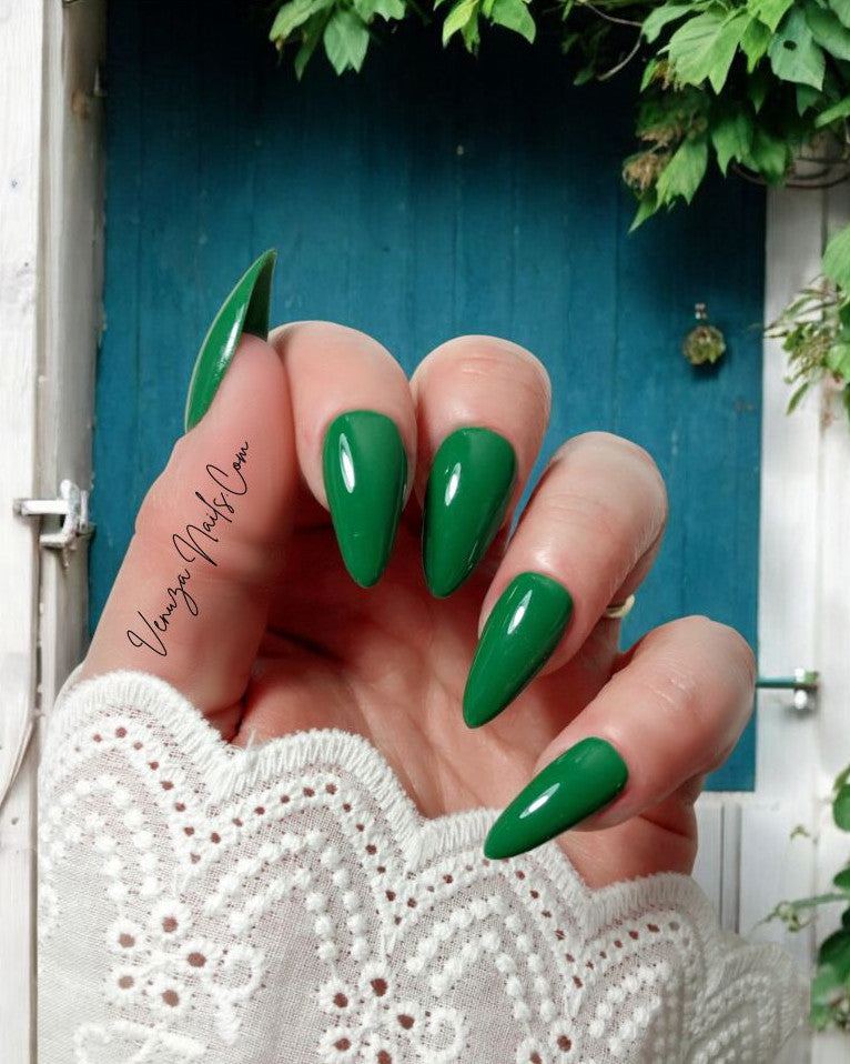 press-on-nails-vert-couleur-unie-verde