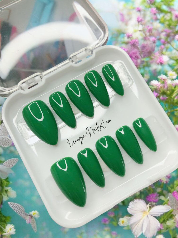 press-on-nails-vert-couleur-unie-verde