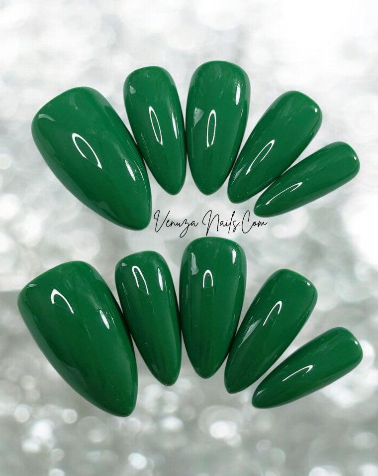press-on-nails-vert-couleur-unie-verde