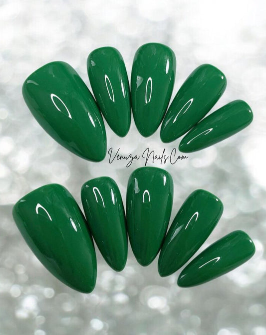 press-on-nails-vert-couleur-unie-verde