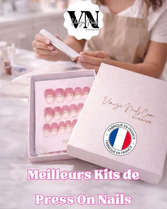 Press on nails de luxe dans leur écrin blanc, estampillés made in france- article de blog thème : Meilleurs kits de press on nails