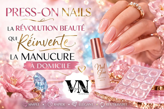 Press-on nails élégants Venuza Nails – manucure à domicile avec colle et gel pads