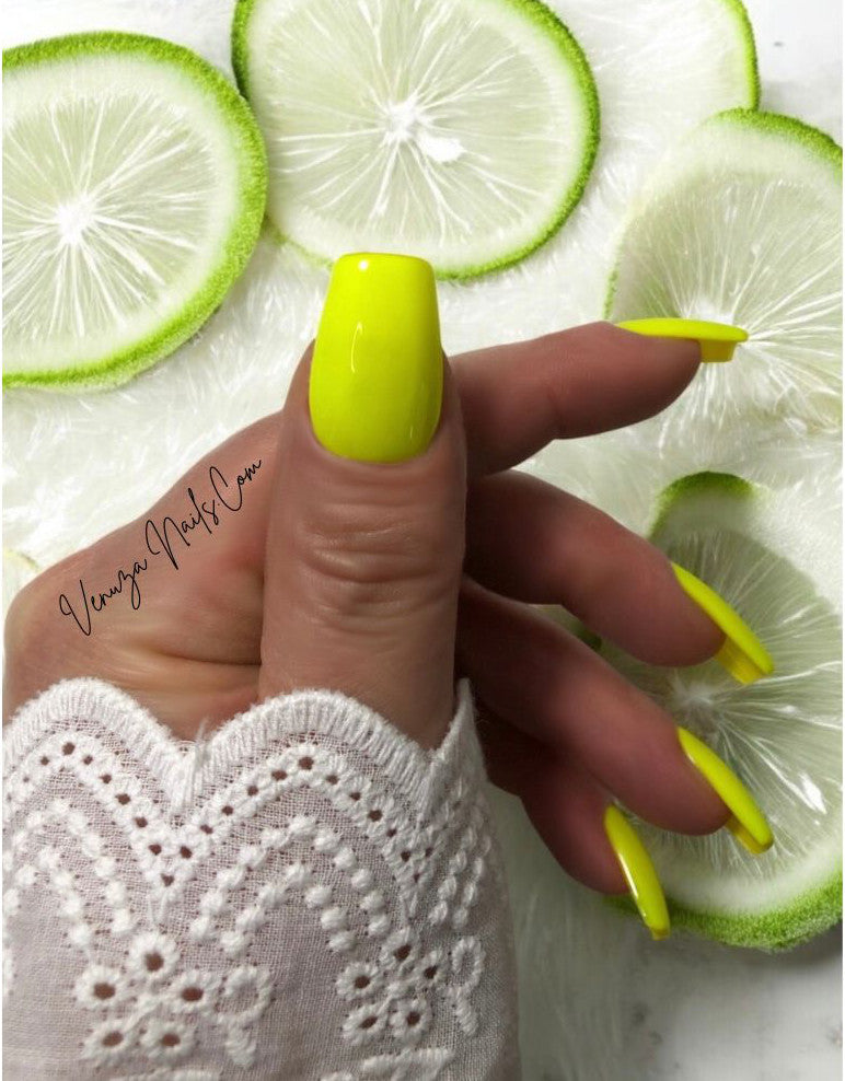 faux ongles réutilisables jaune fluo - press-on nails limoncello