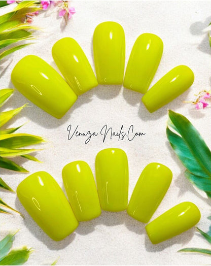 faux ongles réutilisables jaune fluo - press-on nails limoncello