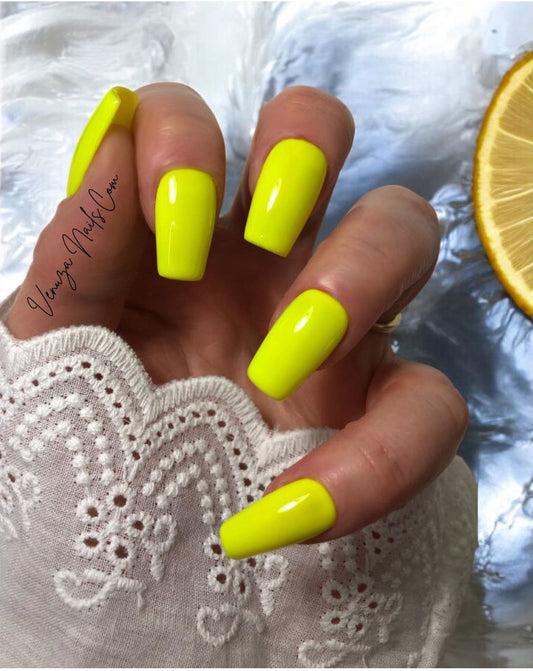 faux ongles réutilisables jaune fluo - press-on nails limoncello