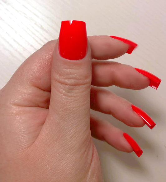 faux ongles couleur orange sanguine, press on nails red orange