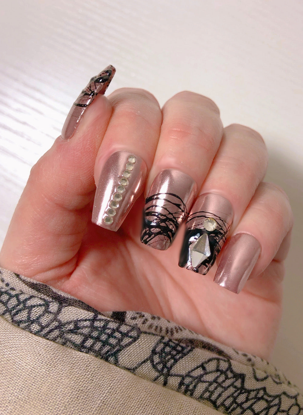 faux-ongles-rose-gold-spider-gel-strass-3