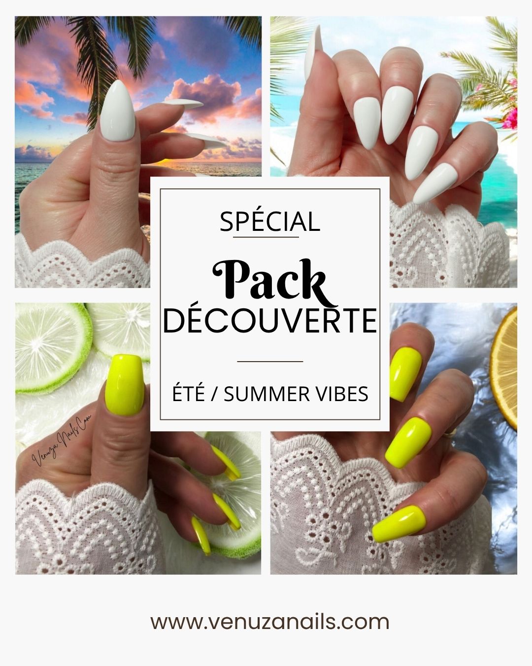Ongles Press-on - Eté Pack découverte ( 2 kits couleur unie )