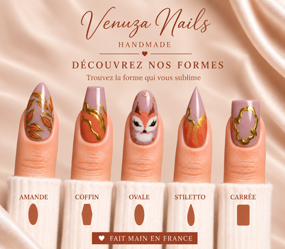 Renardor - Faux Ongles Orange - Nails Art Renard Citrouille Halloween