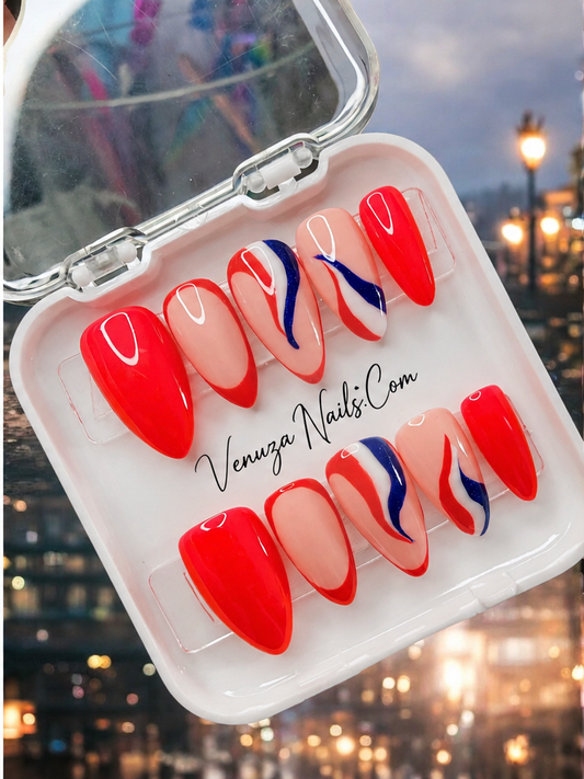 Cocorico - Press On Nails Bleu Blanc Rouge - Drapeau Français