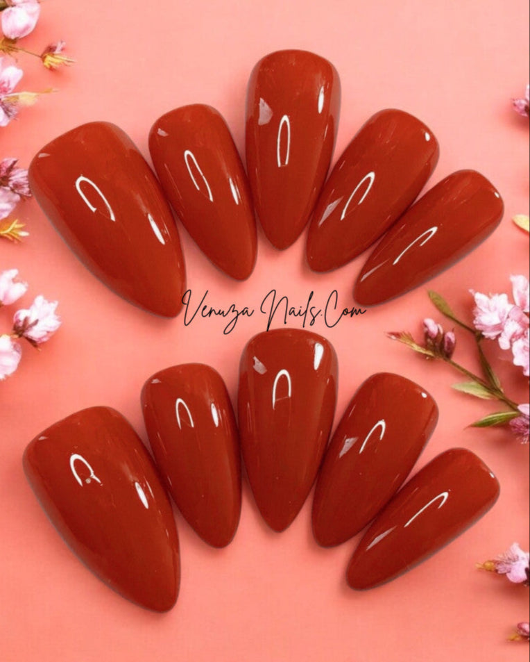press-on-nails-brun-rouge-couleur-unie-sienna