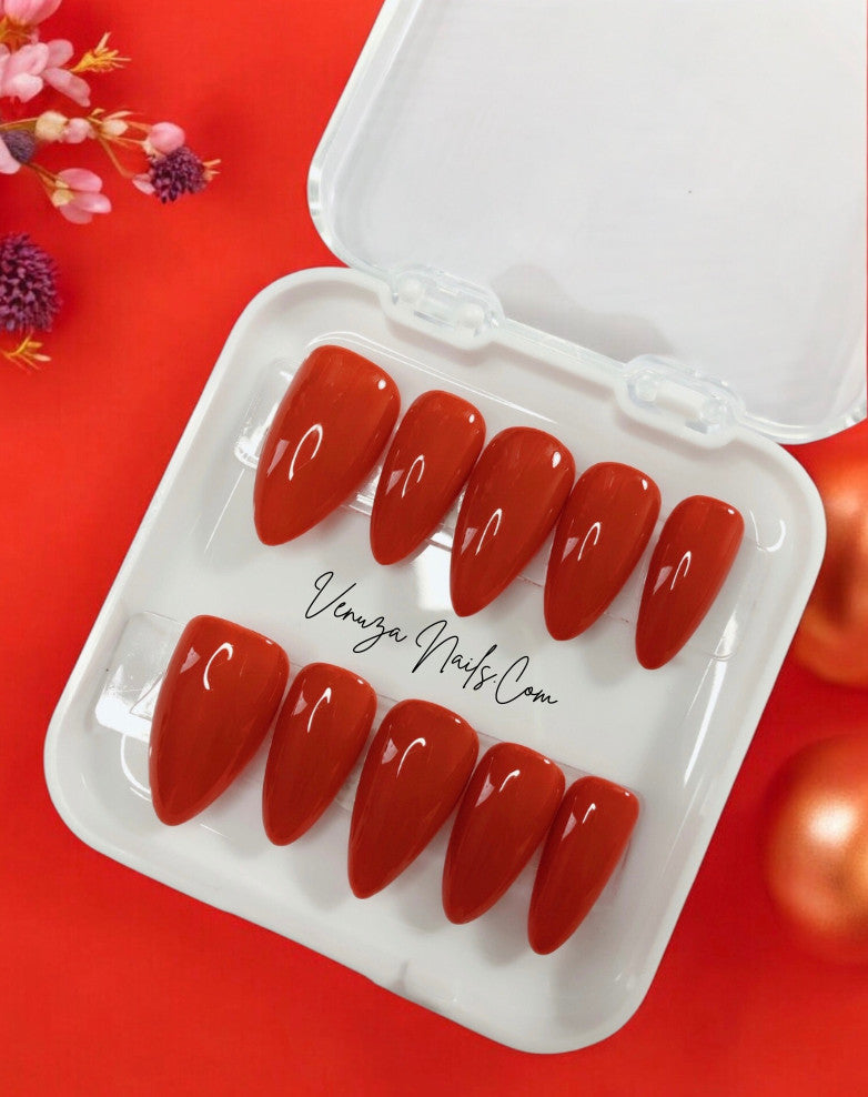 press-on-nails-brun-rouge-couleur-unie-sienna