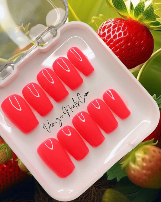press-on-nails- rose-fluo-flash-pink-couleur-unie