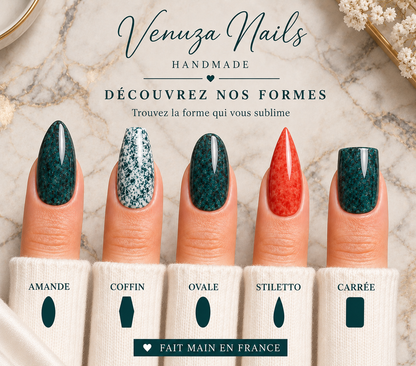 Green Mirage - Faux Ongles Vert Rouge Marbré