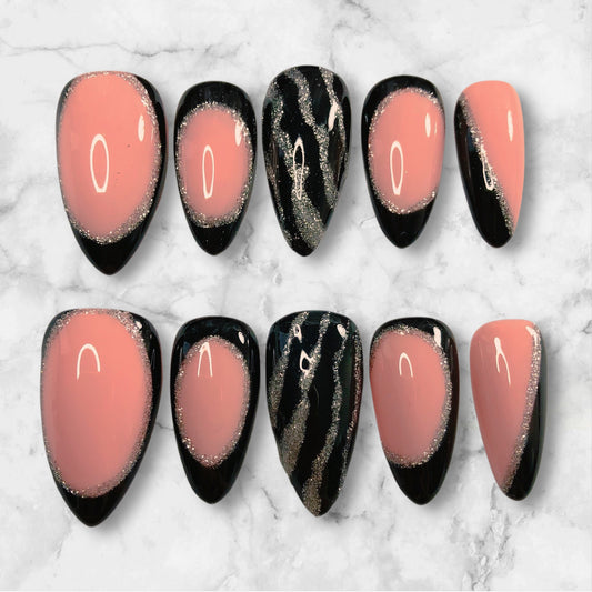 press-on-nails-noir-argente-euphoria